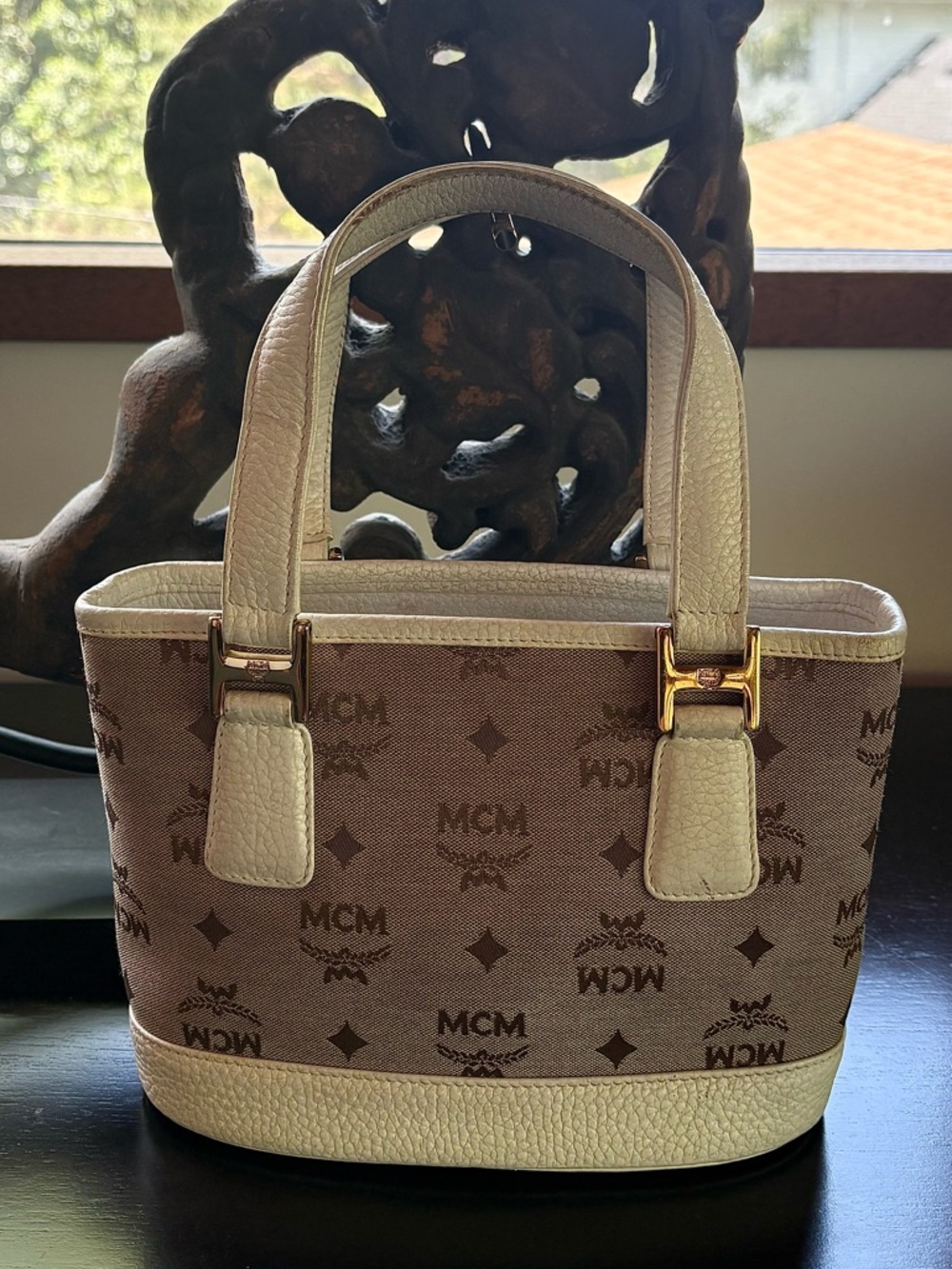 MCM Jacquard Mini Shoulder Tote Bag with gold hardware - Picture 2 of 15